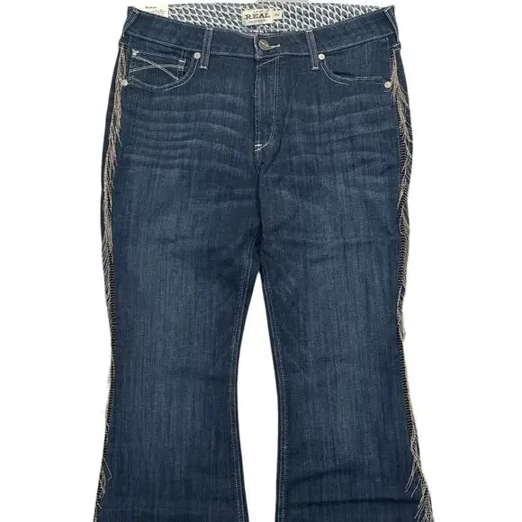 Ariat REAL Denim High Rise Flare Jeans Fringe Detail Women’s 33XL - Picture 2 of 11